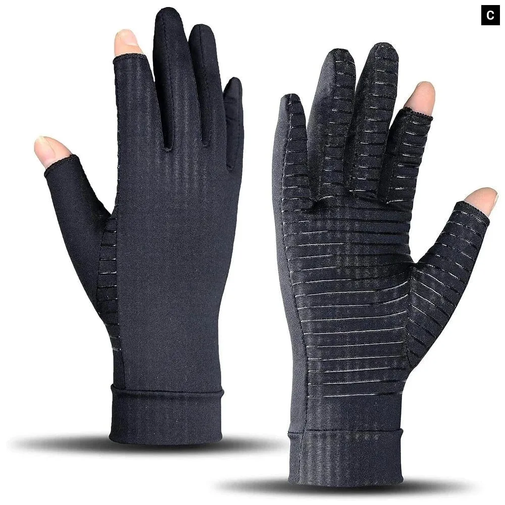 1 Pair Open Fingers Compression Arthritis Gloves for Joint Pain Relief
