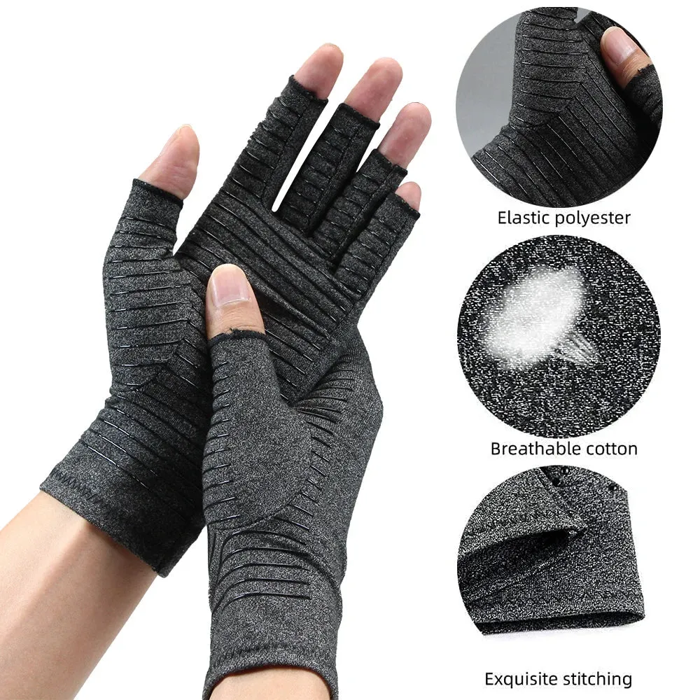 1 Pair Open Fingers Compression Arthritis Gloves for Joint Pain Relief