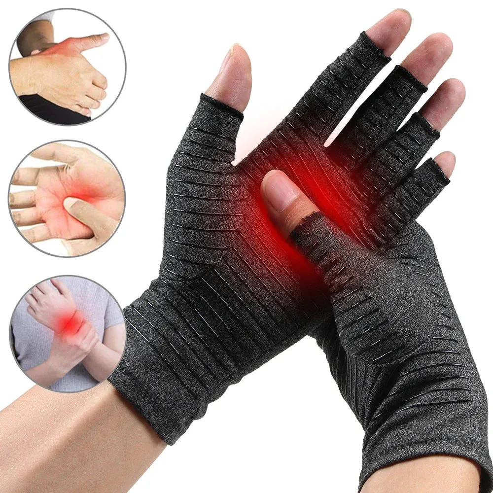 1 Pair Open Fingers Compression Arthritis Gloves for Joint Pain Relief