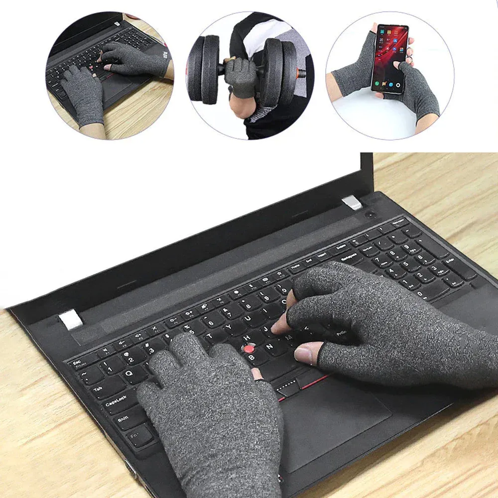 1 Pair Open Fingers Compression Arthritis Gloves for Joint Pain Relief
