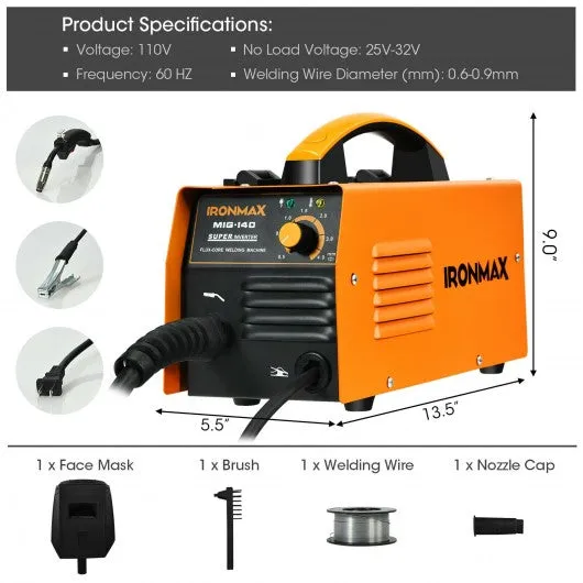 110V MIG 140 Welding Machine Automatic Feed Welder w/IGBT System & Synergic Adj