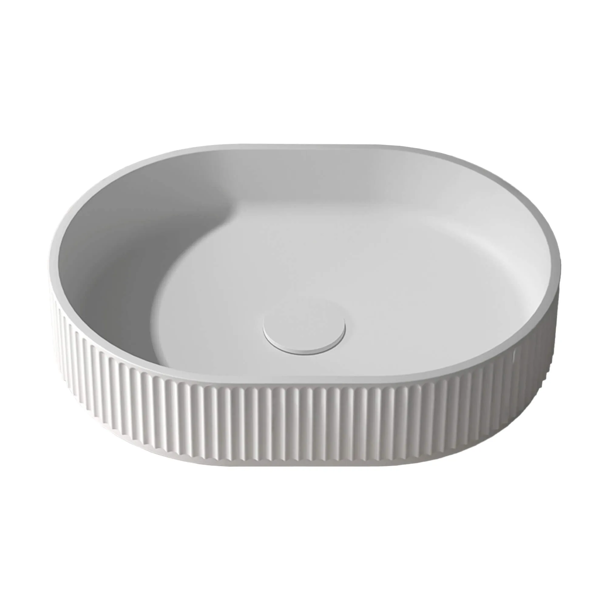 19 x 14 Fluted Vessel Bathroom Sink Matte White