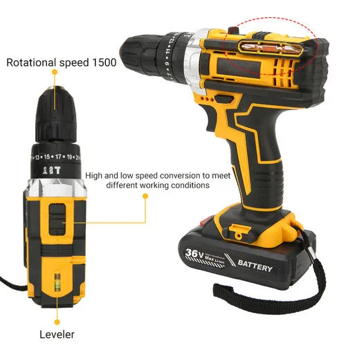 36VF BRUSHLESS HEAVY DUTY CORDLESS DRILL IMPACT DRIVER KIT | Hammer |  2 BATTERY | Box