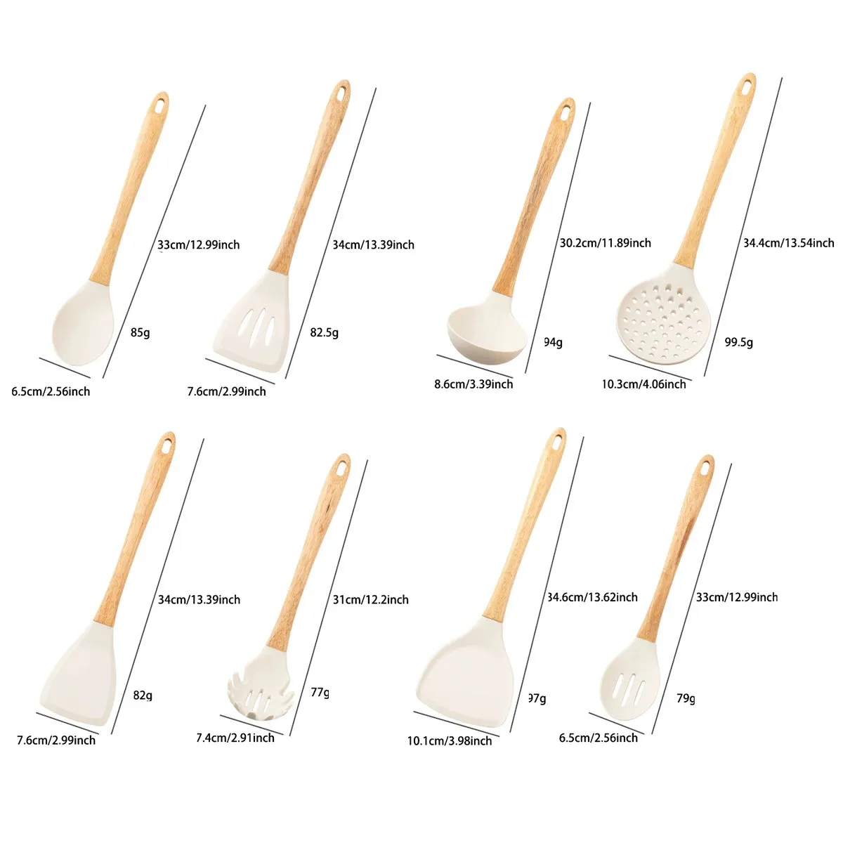 3/8pcs White Kitchenware Set