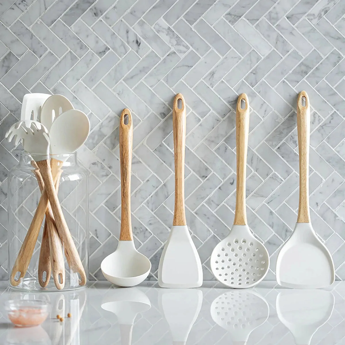 3/8pcs White Kitchenware Set