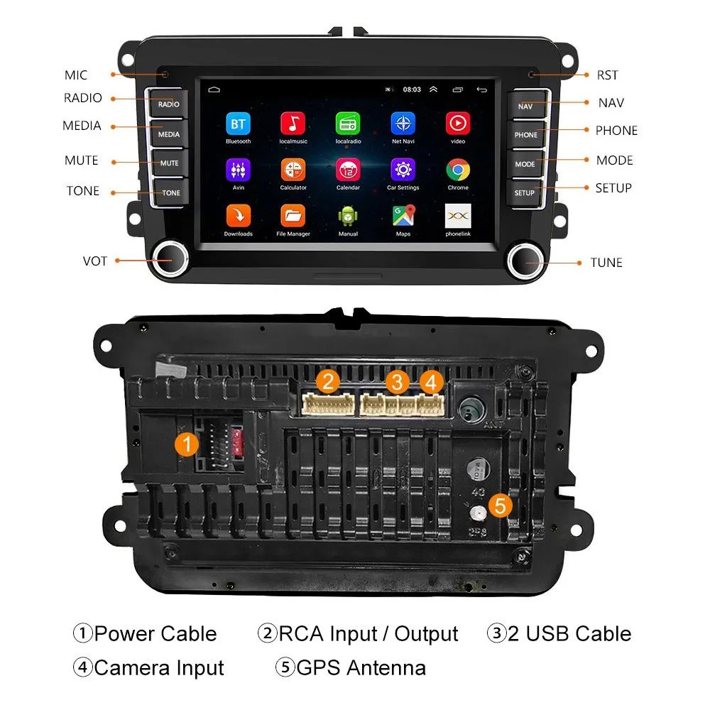 7 Inch Android Car Navigation Player For Volkswagen - 2   32G Wireless Carplay - Standard   4Lights Camera