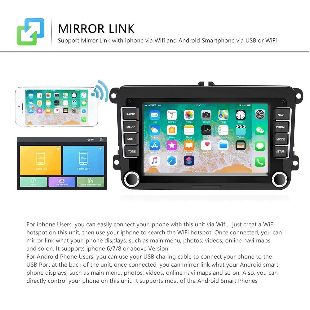 7 Inch Android Car Navigation Player With Wireless Carplay - 1   16G