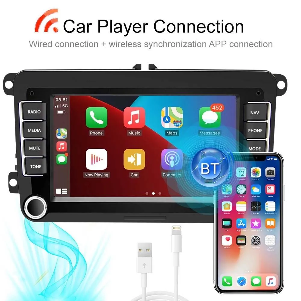 7 Inch Android Car Navigation Player With Wireless Carplay - 1   16G