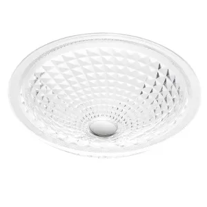 ANZZI Diamante Round Clear Glass Vessel Bathroom Sink with Faceted Pattern