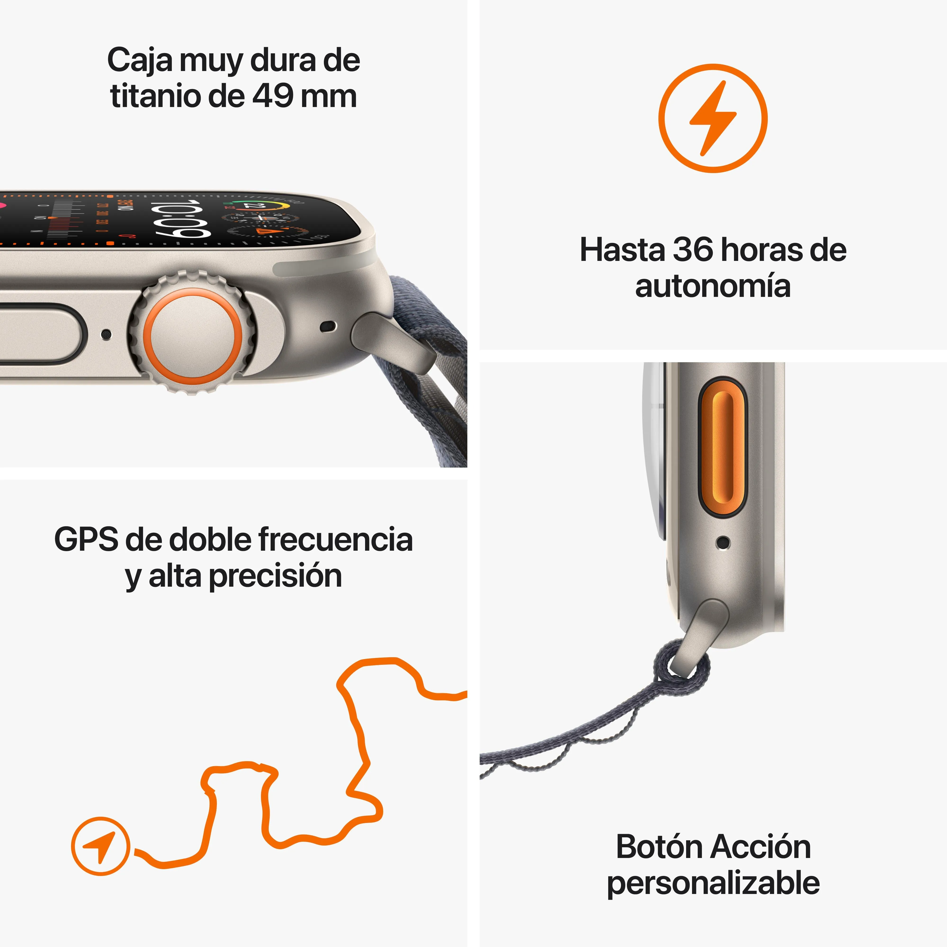 Apple Watch Ultra 2 (GPS   Cellular) - Caja de titanio de 49 mm - Correa Loop Trail naranja/beis - Talla S/M