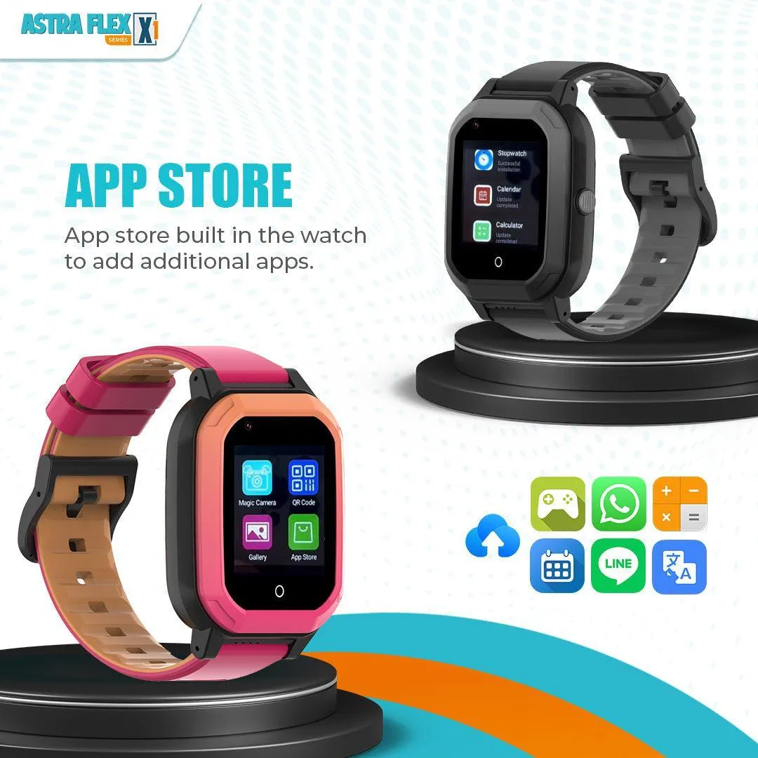 Astra Flex X1- Kids 4G LTE Android Smart Watch - 1GB RAM   8GB ROM, SMS, Vibration, WhatsApp, Wifi, GPS Tracking and Video Calling