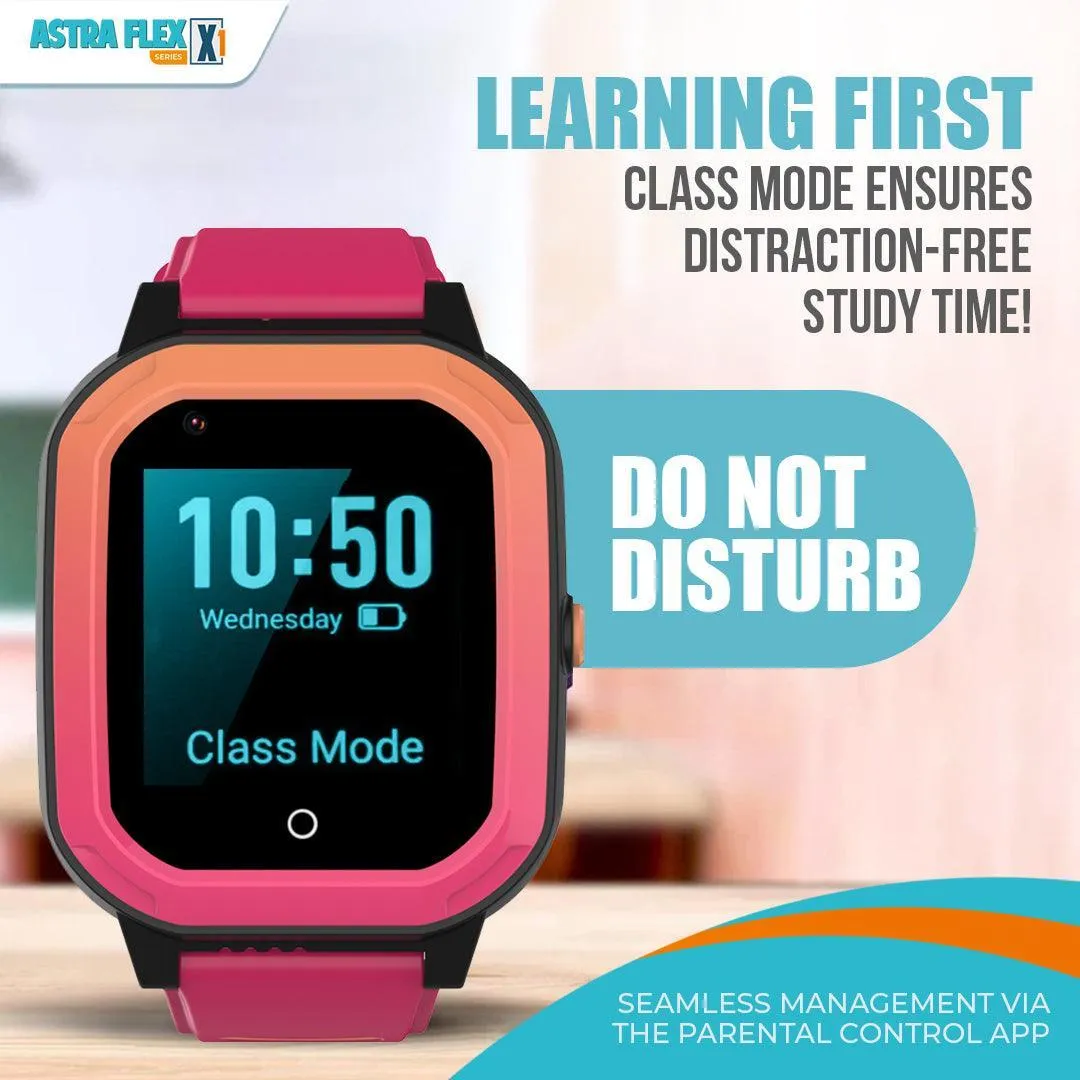 Astra Flex X1- Kids 4G LTE Android Smart Watch - 1GB RAM   8GB ROM, SMS, Vibration, WhatsApp, Wifi, GPS Tracking and Video Calling