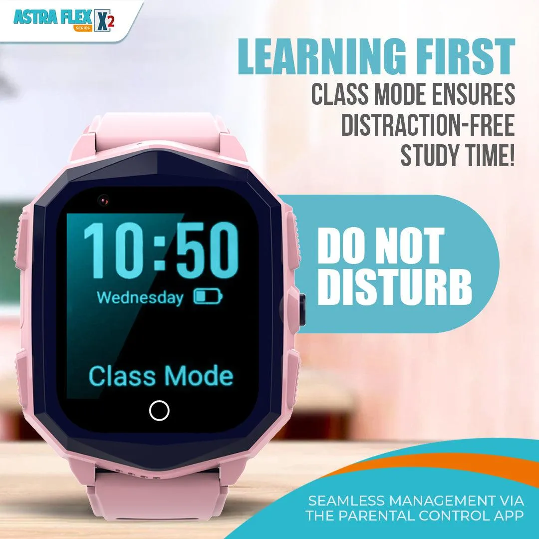 Astra Flex X2- Kids 4G LTE Android Smart Watch - 1GB RAM   8GB ROM, SMS, Vibration, WhatsApp, Wifi, GPS Tracking and Video Calling