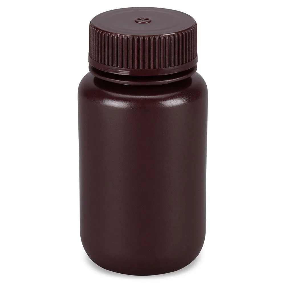 Bottle,Amber Wide Mouth,Round,HDPE,125mL