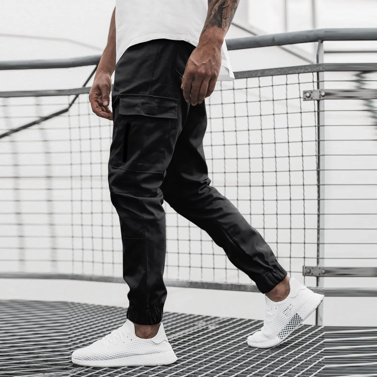 Cargo Sweatpants for Men Big and Tall with Pockets Men's Joggers Sweatpants Low Crotch Sweats Slim Fit Trousers Harem