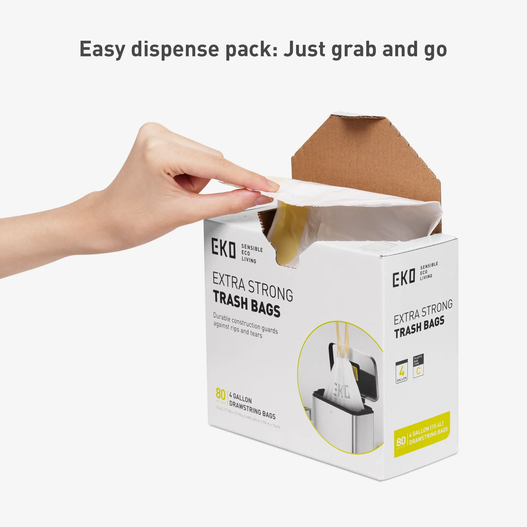 Code C - 4 Gallon Easy-Dispense Roll Trash Bag - 80 Count (10-15L)