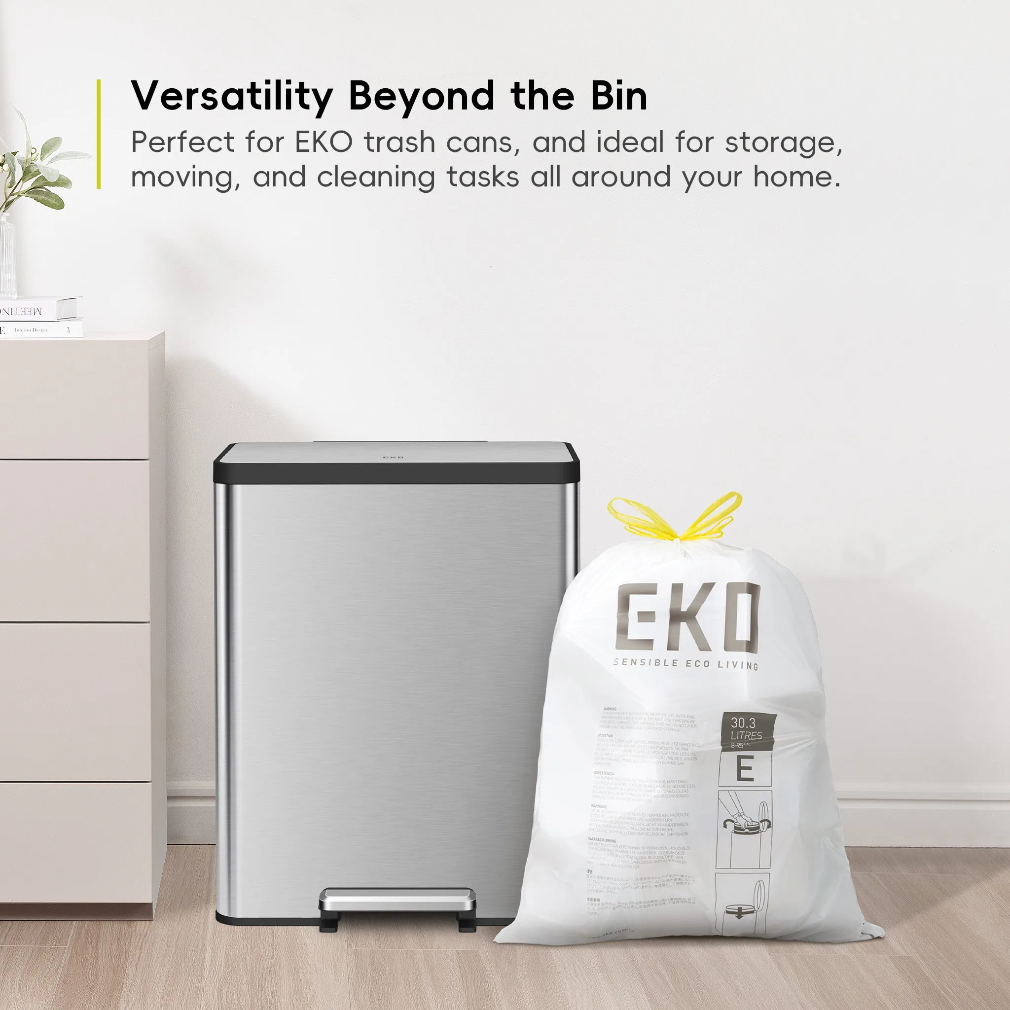 Code E - 8 Gallon Easy-Dispense Roll Trash Bag - 80 Count (30.3-36L)