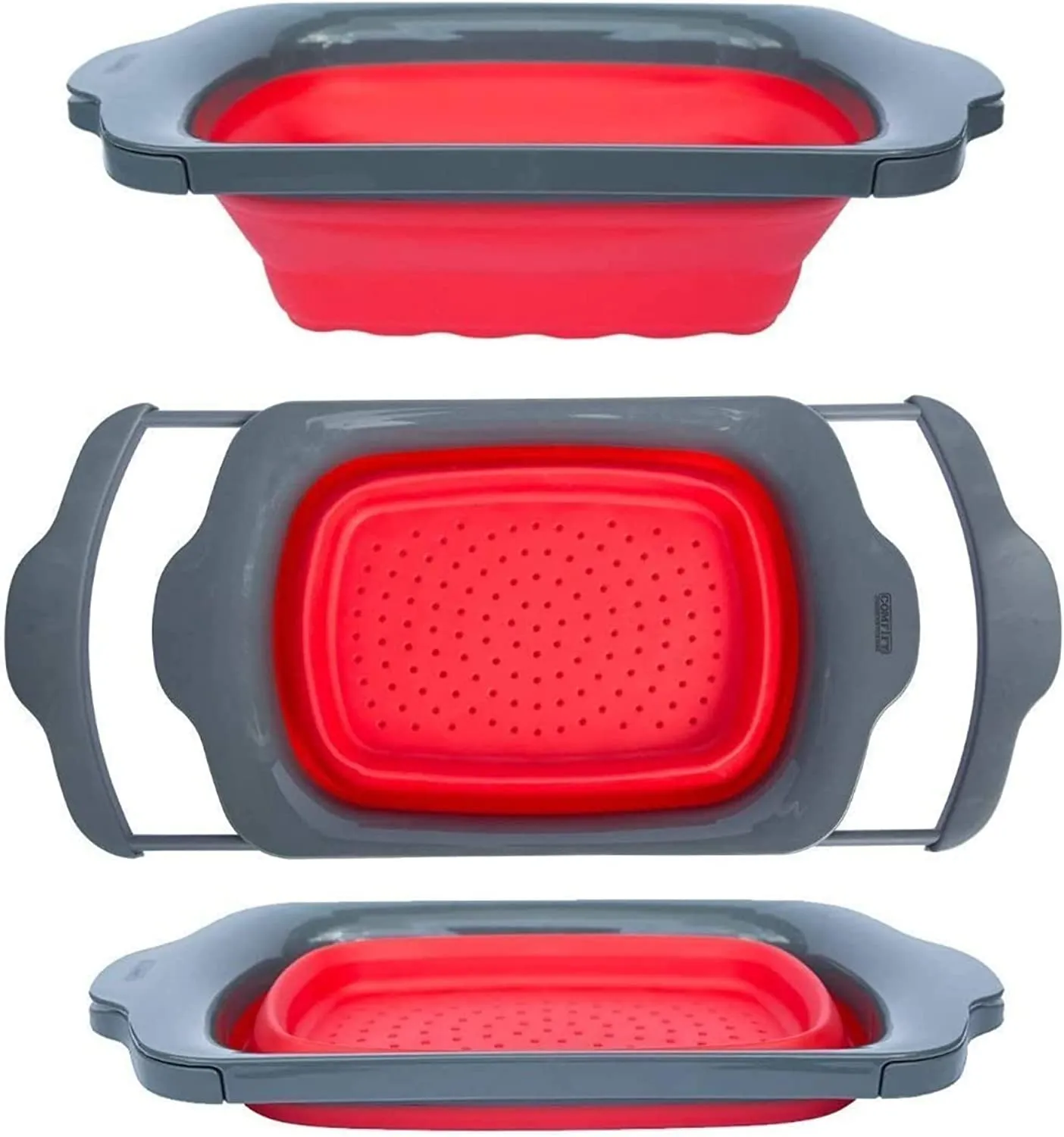 Collapsible - Blue & Grey - Over The Sink Colander with Handles