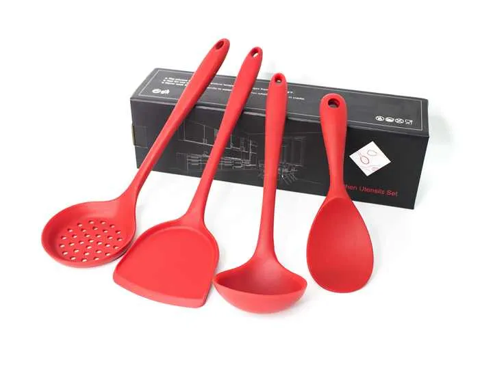 Cookware Set 4 Pieces Silicone Utensils-مجموعة أواني طهي