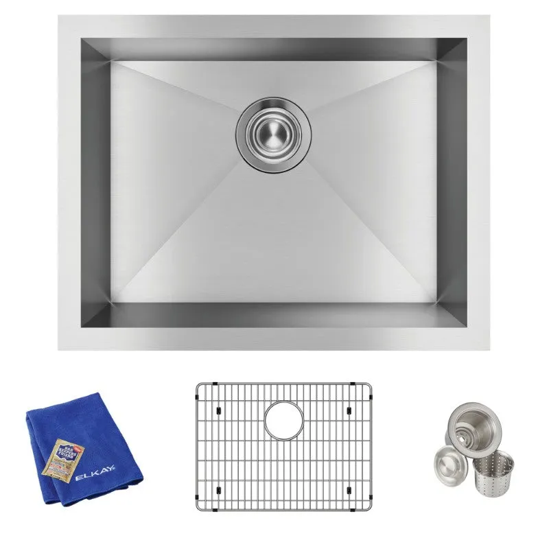 Crosstown 18.25" x 23.5" x 10" Stainless Steel Single-Basin Undermount Kitchen Sink - Zero Radius Corners