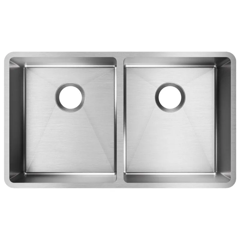 Crosstown 18.5" x 31.5" x 9" Stainless Steel Double-Basin Undermount Kitchen Sink