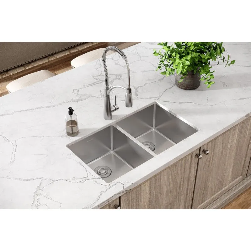 Crosstown 18.5" x 31.5" x 9" Stainless Steel Double-Basin Undermount Kitchen Sink