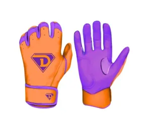 D1 Elite Series Jokers Premium Batting Gloves - Bright Orange and Purple