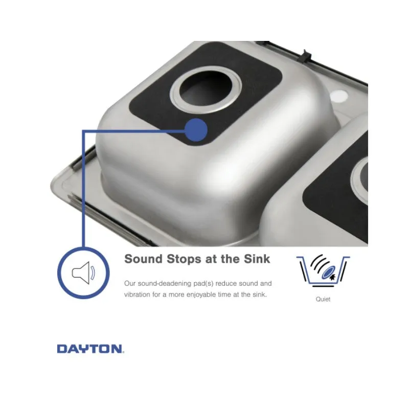 Dayton 20.5" x 31.75" x 10" Stainless Steel Double-Basin Undermount Kitchen Sink in Radiant Satin