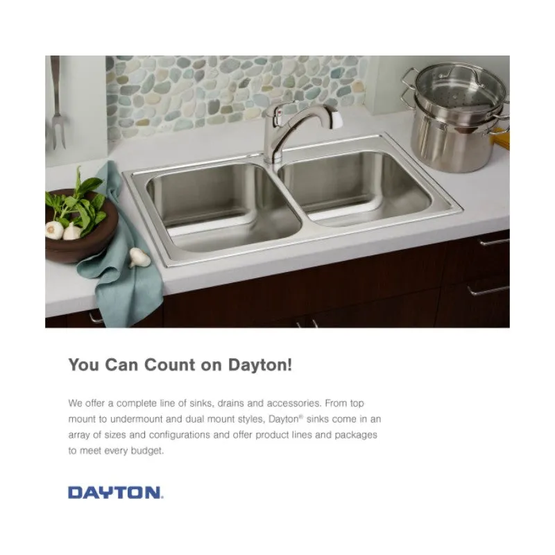 Dayton 20.5" x 31.75" x 10" Stainless Steel Double-Basin Undermount Kitchen Sink in Radiant Satin