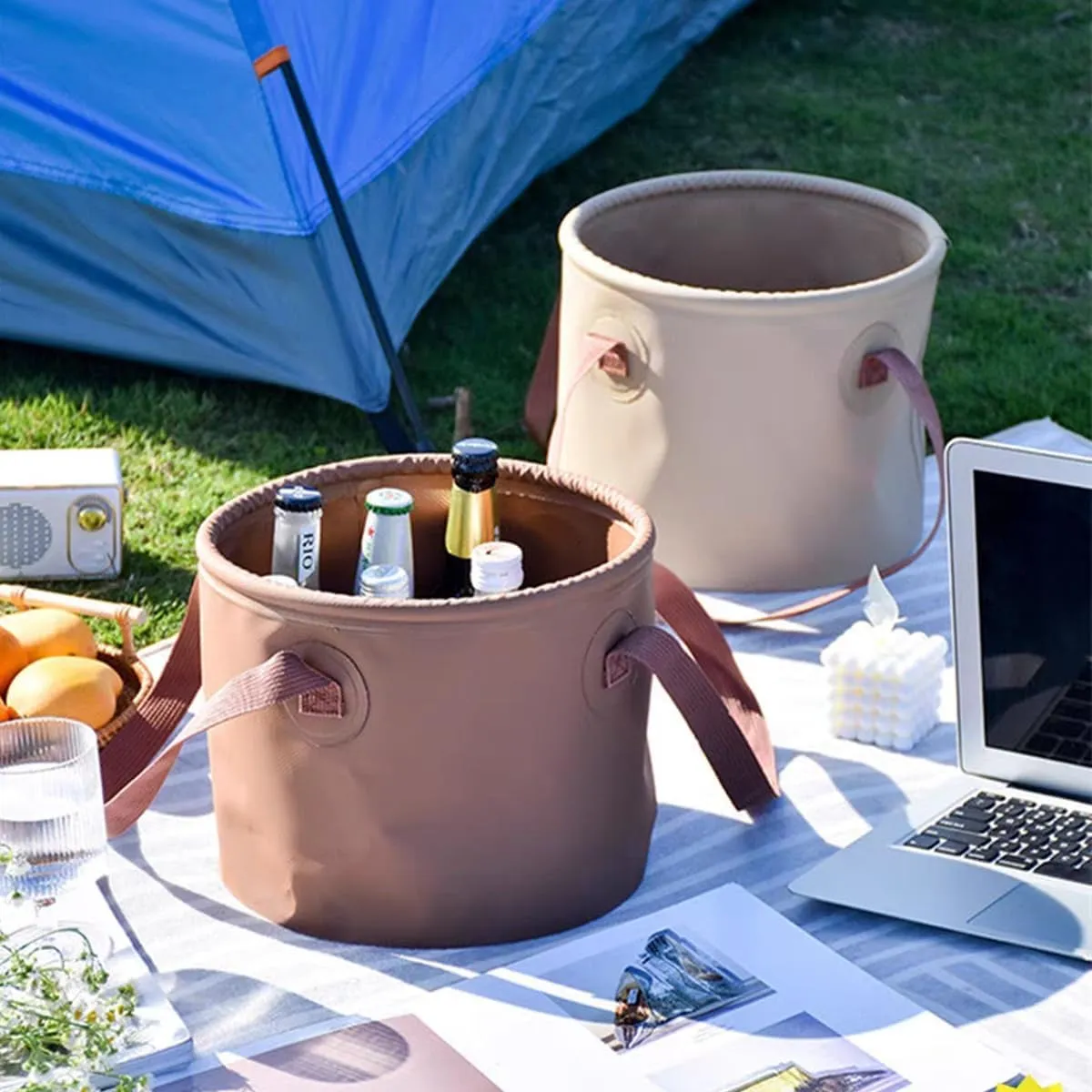 Foldable Bucket with Handle, Hand Basin, Portable Water Storage Device, Outdoor Multifunctional Portable Foldable Bucket (10 Pack)