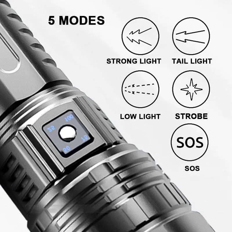 Hot saleMultifunctional White Laser Telescopic Zoom Tactical Flashlight