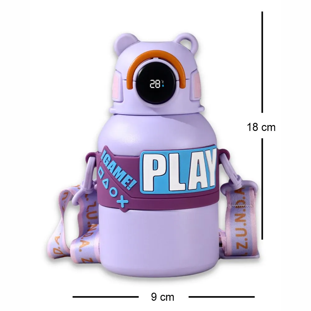 Little Surprise Box, Purple Game Theme tempertaure Controlled Stainless Steel Kids Water Bottle, 550ml