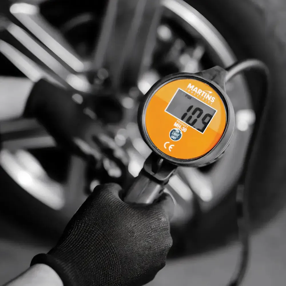 Martins MH-30 Digital Tire Inflator, Flate Mate, 6ft, 174 PSI, Clip-On