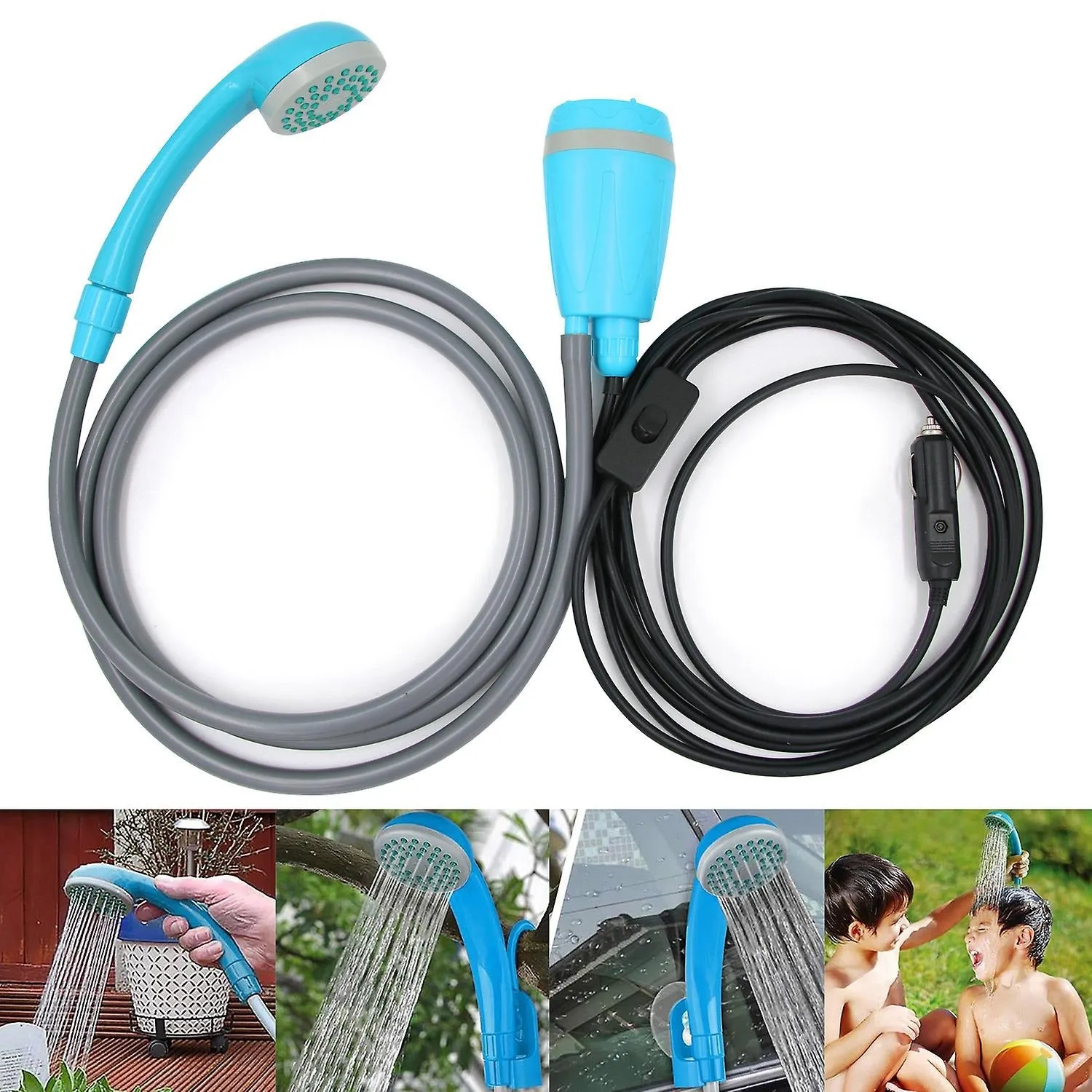 Portable Shower Automobile Shower Set Car Washer 12V With Foldable Bucket - 2024