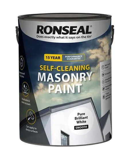 Ronseal Self-Clean Masonry Paint Pure Brilliant White 5L