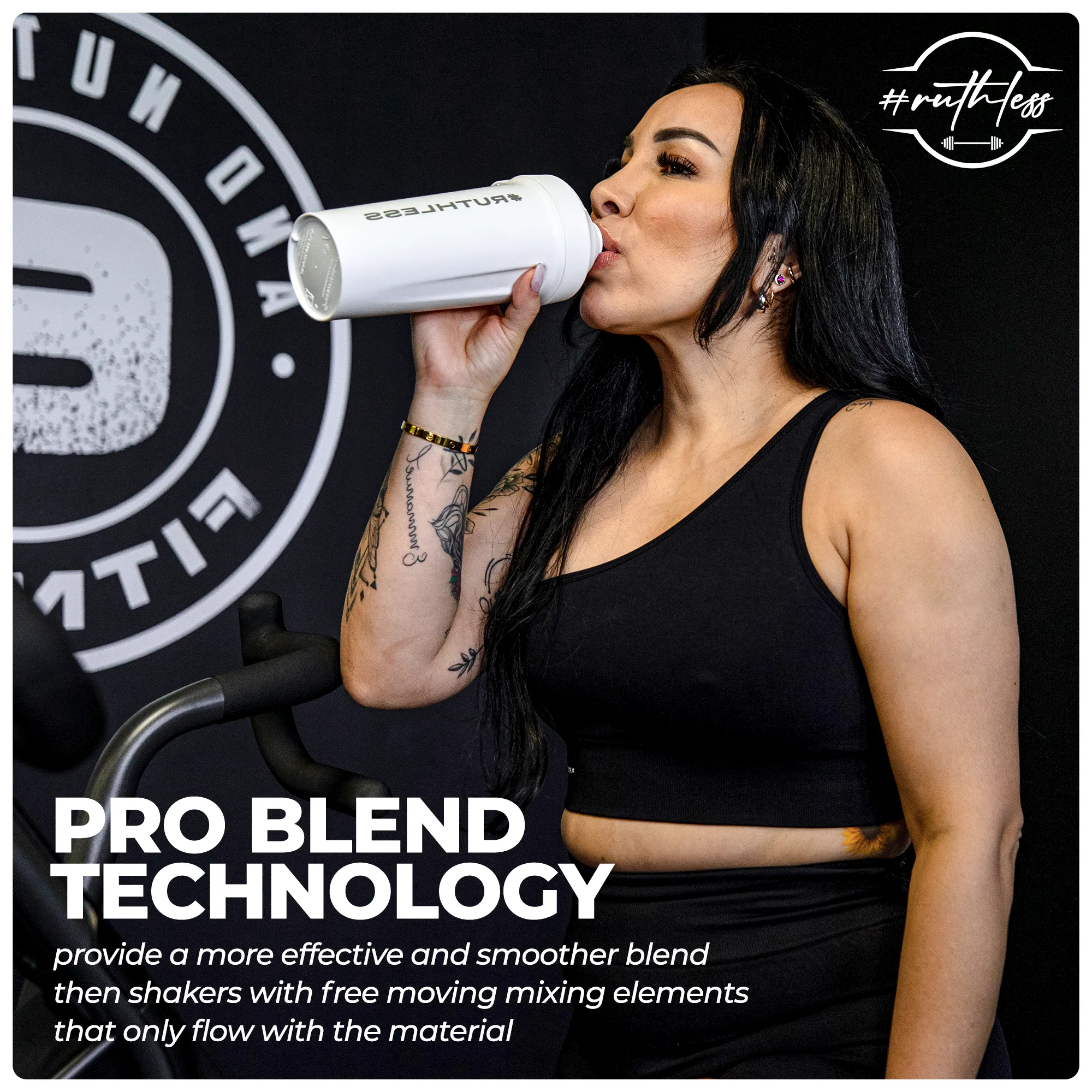 #RUTHELESS Shaker Bottle, Great for Pre Workout, and Protein Drink, Pro Blend Thechnology, 100% leak Free, 27-Ounce, Made in The USA.