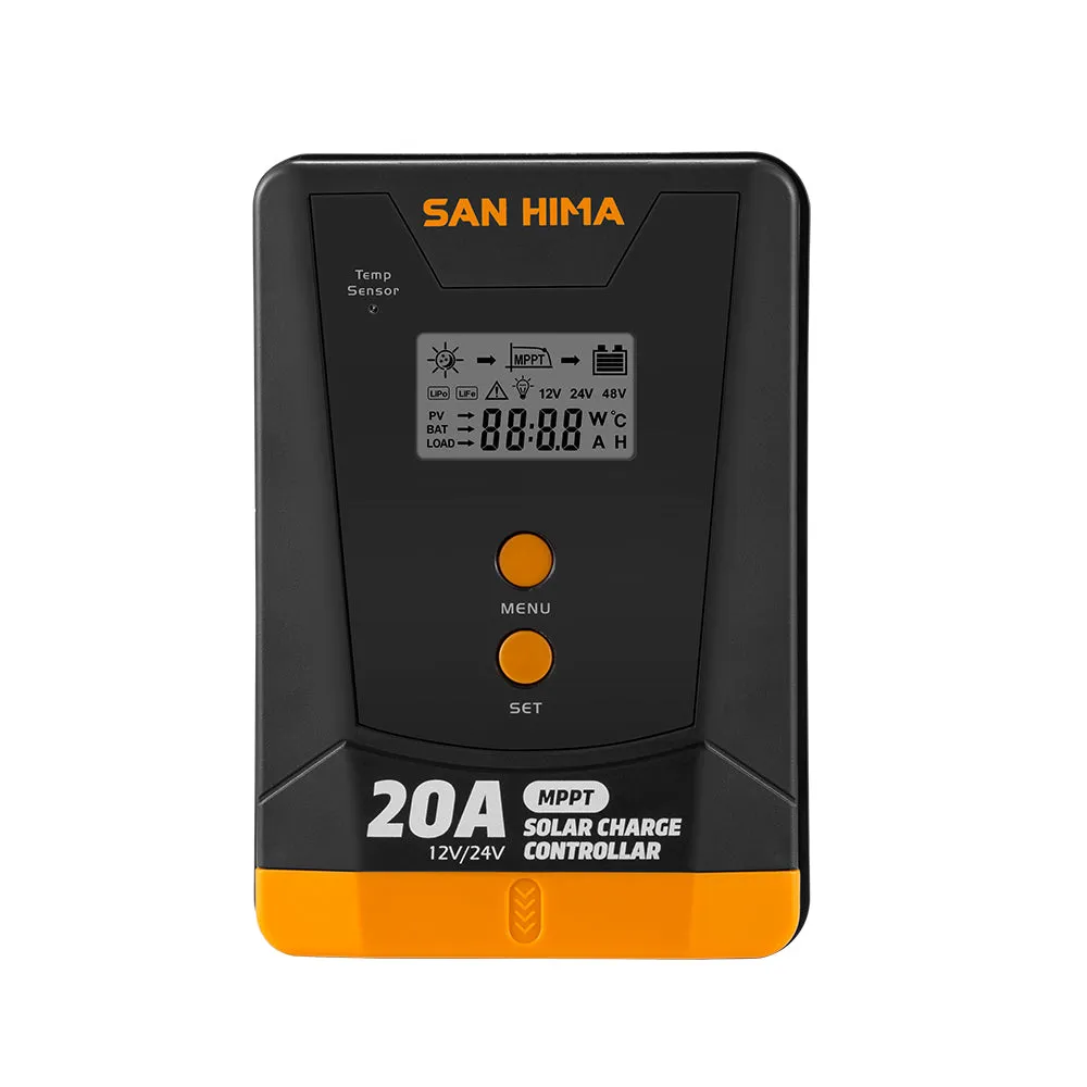 San Hima 20A MPPT Solar Charge Controller 12V 24V Inbulit Bluetooth LCD Display