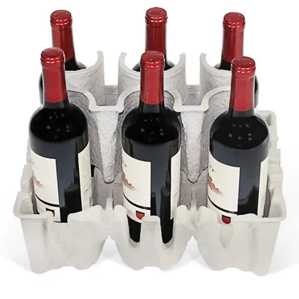 Six (6) Bottle Stand Up Pulp Wine Shipper Kit (Trays & Outer Shipping Box)
