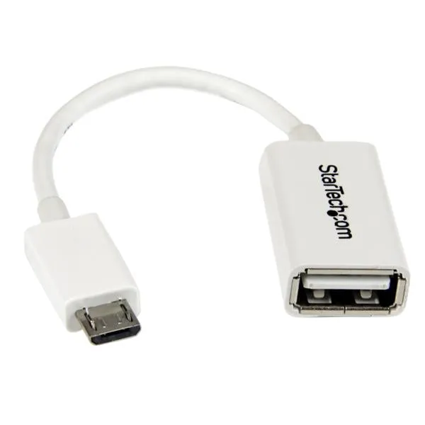 Startech.Com 5In White Micro Usb To Usb Otg Host Adapter M/F - Micro Usb Male To Usb A Female On-The-Go Host Cable Adapt
