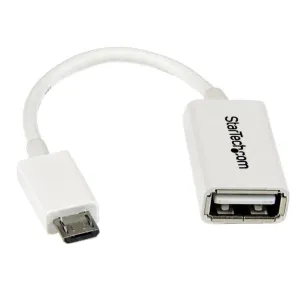Startech.Com 5In White Micro Usb To Usb Otg Host Adapter M/F - Micro Usb Male To Usb A Female On-The-Go Host Cable Adapt