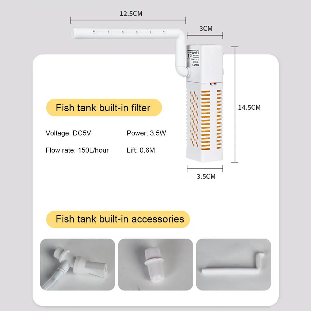 Submersible Aquarium Filter with Built-in Circulating Pump
