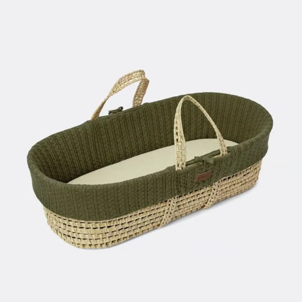 The Little Green Sheep, Natural Moses Basket & Mattress, Knitted