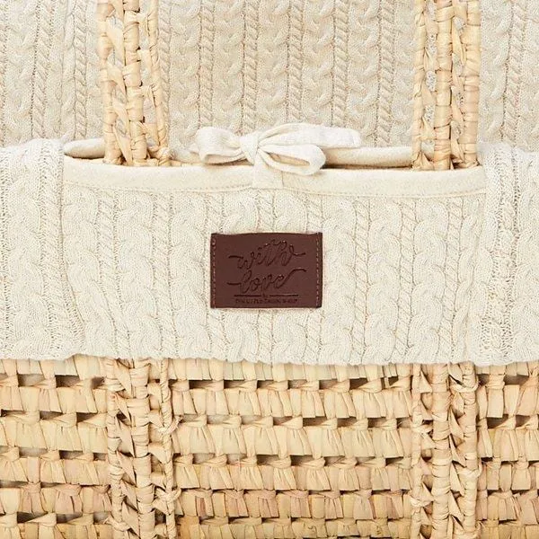 The Little Green Sheep, Natural Moses Basket & Mattress, Knitted