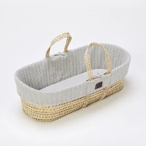 The Little Green Sheep, Natural Moses Basket & Mattress, Knitted