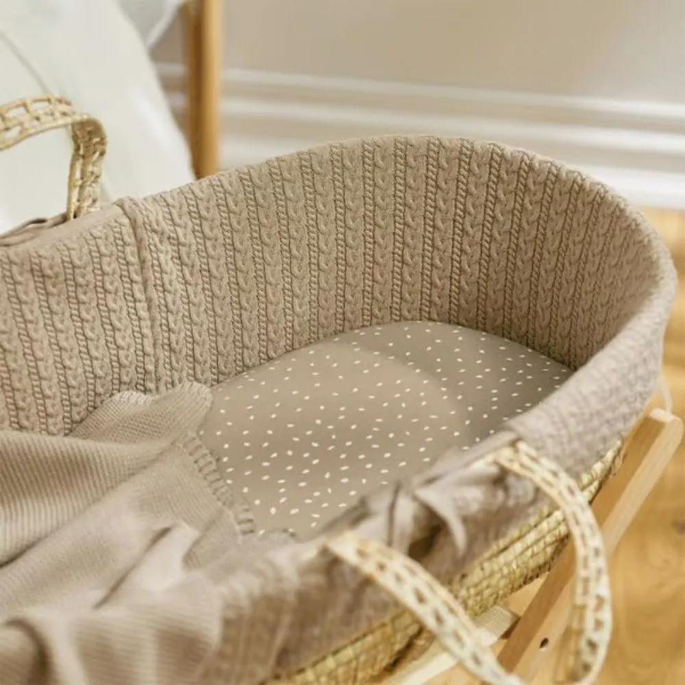 The Little Green Sheep, Natural Moses Basket & Mattress, Knitted