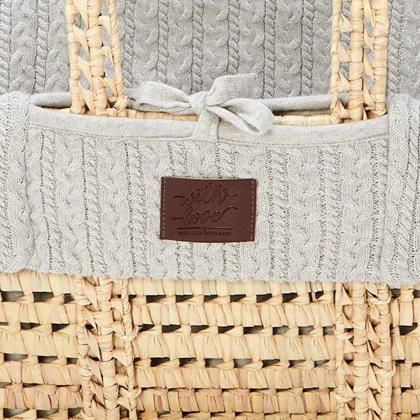 The Little Green Sheep, Natural Moses Basket & Mattress, Knitted