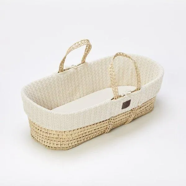 The Little Green Sheep, Natural Moses Basket & Mattress, Knitted