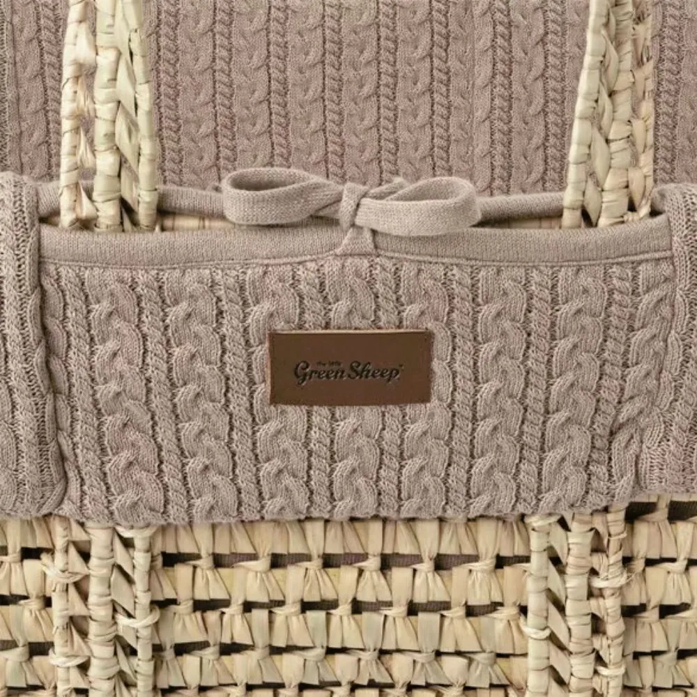 The Little Green Sheep, Natural Moses Basket & Mattress, Knitted