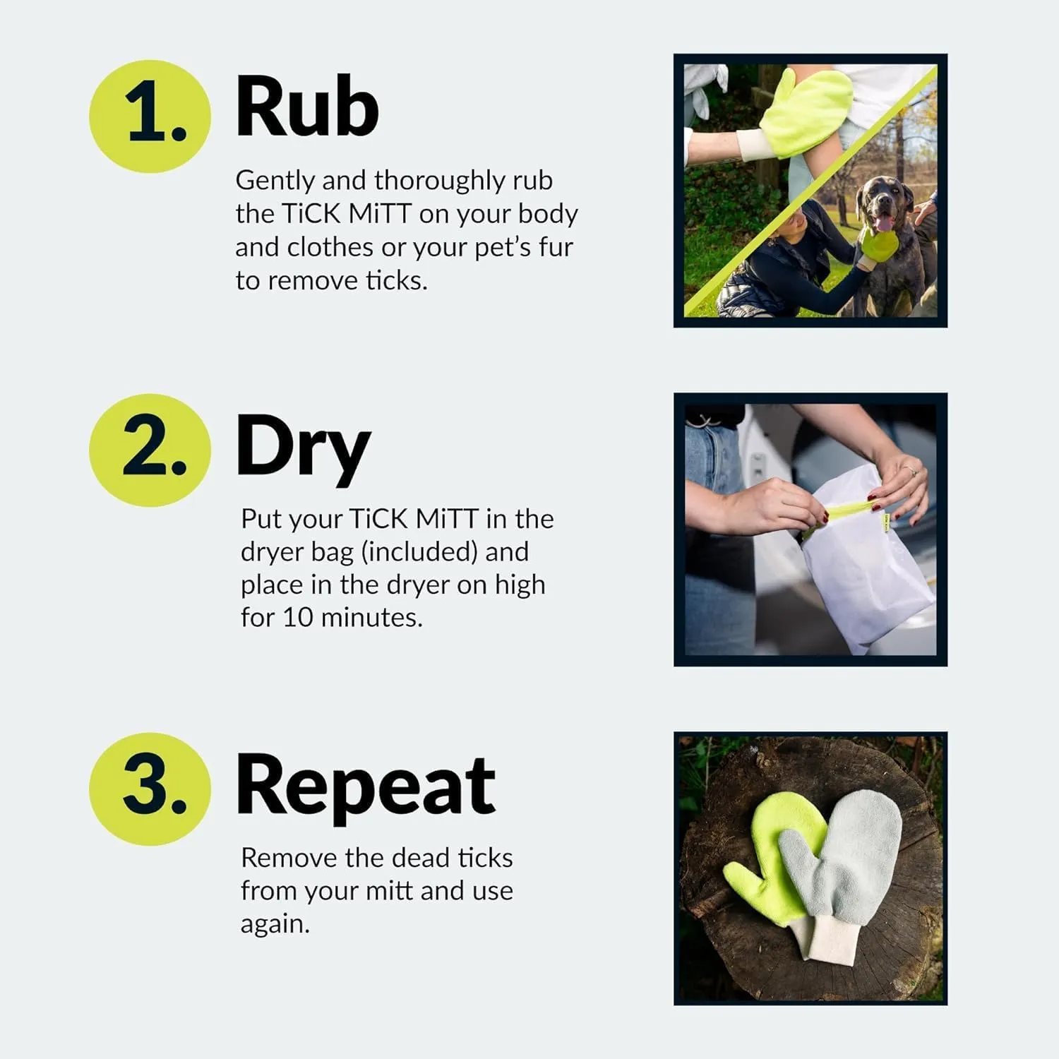 Yellow Tick Defense Glove - Durable, Comfortable, and Easy-to-Use Protective Tool for Humans and Pets to Safely Handle Ticks