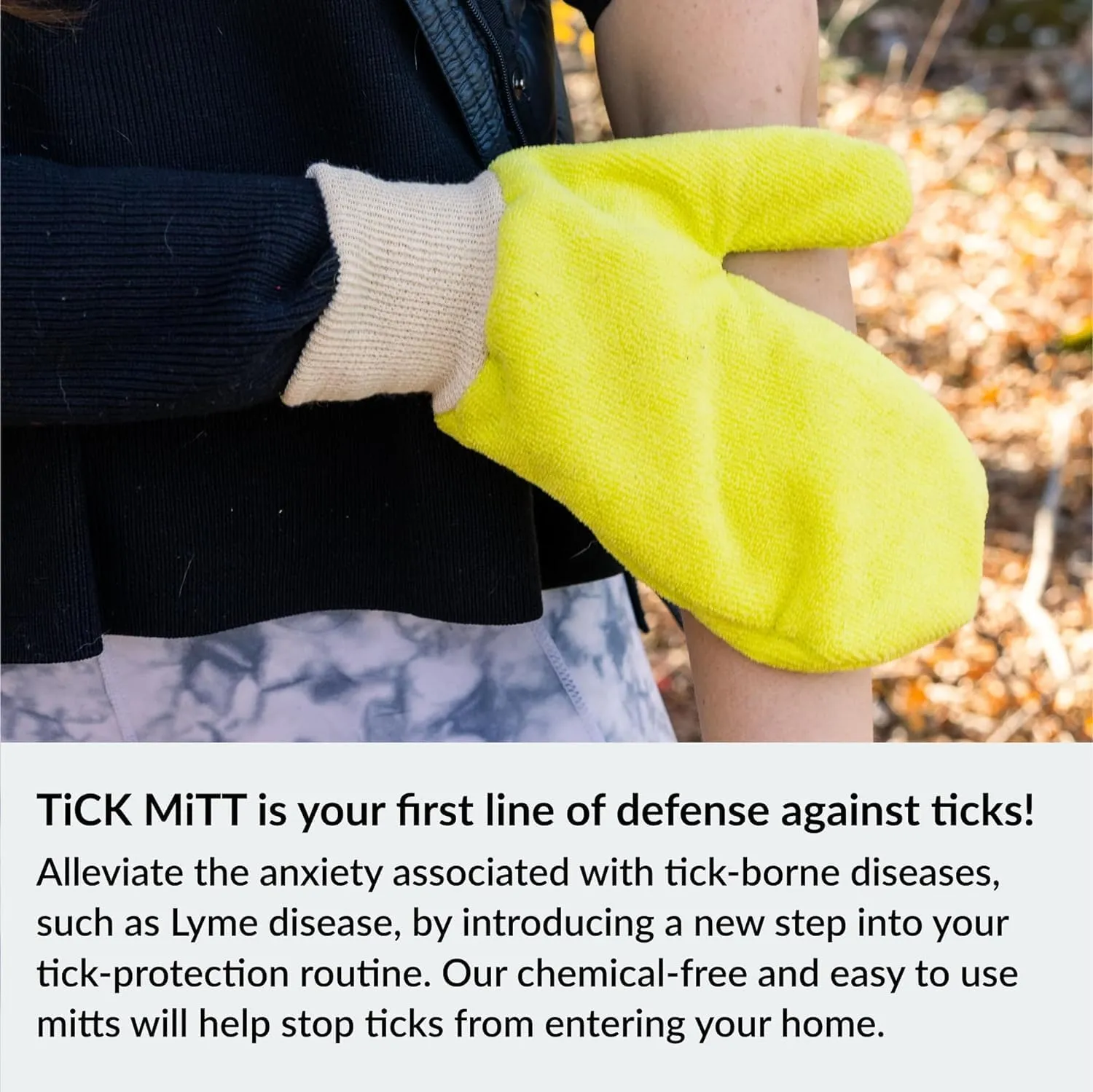Yellow Tick Defense Glove - Durable, Comfortable, and Easy-to-Use Protective Tool for Humans and Pets to Safely Handle Ticks